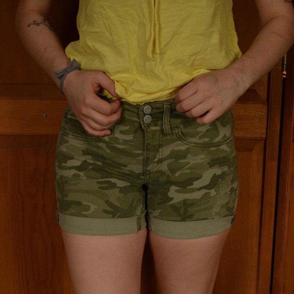 Camo Stretchy Jean Shorts